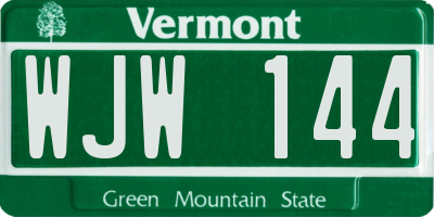 VT license plate WJW144