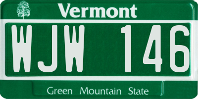 VT license plate WJW146
