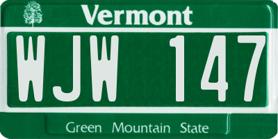 VT license plate WJW147