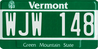 VT license plate WJW148