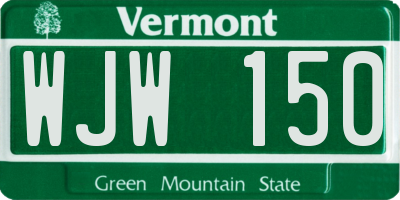 VT license plate WJW150