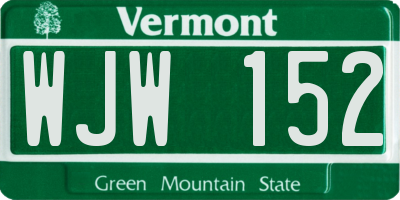 VT license plate WJW152