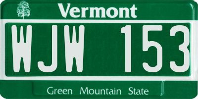 VT license plate WJW153