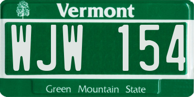 VT license plate WJW154