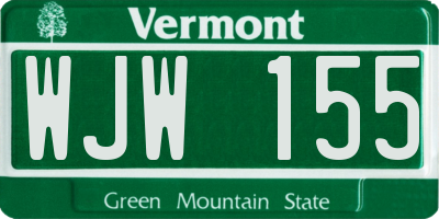 VT license plate WJW155