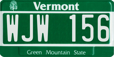 VT license plate WJW156