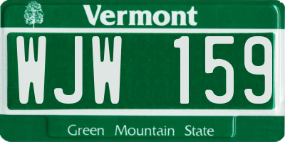 VT license plate WJW159