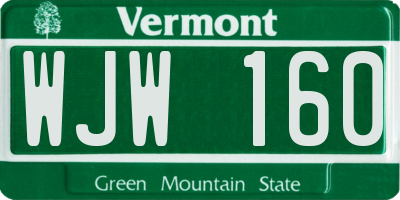 VT license plate WJW160