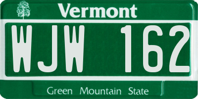 VT license plate WJW162