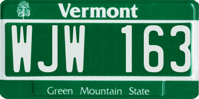 VT license plate WJW163