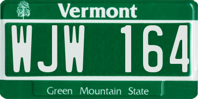 VT license plate WJW164
