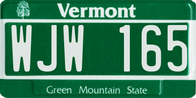 VT license plate WJW165
