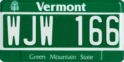 VT license plate WJW166