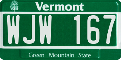 VT license plate WJW167