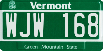 VT license plate WJW168
