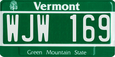 VT license plate WJW169