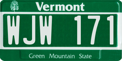 VT license plate WJW171