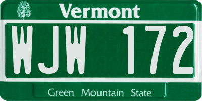 VT license plate WJW172