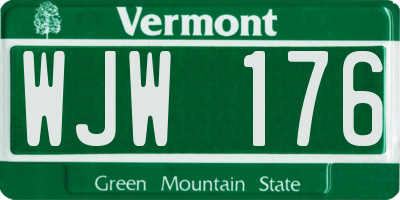 VT license plate WJW176