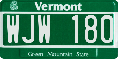 VT license plate WJW180