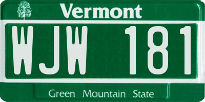 VT license plate WJW181