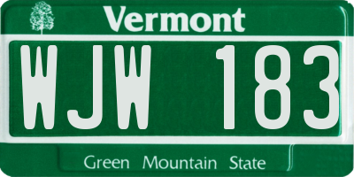 VT license plate WJW183