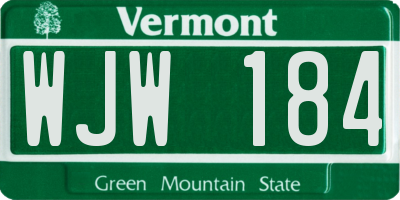 VT license plate WJW184
