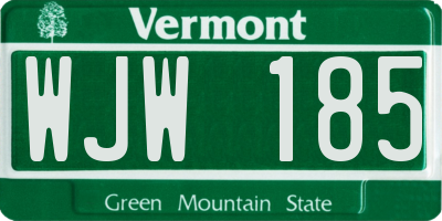 VT license plate WJW185