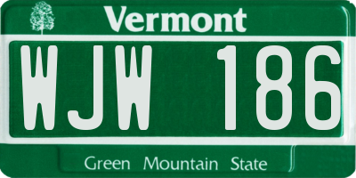 VT license plate WJW186