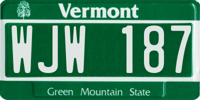 VT license plate WJW187