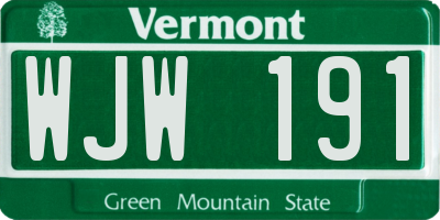 VT license plate WJW191