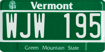 VT license plate WJW195