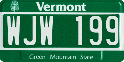 VT license plate WJW199