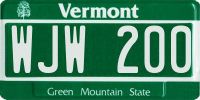 VT license plate WJW200