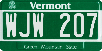 VT license plate WJW207