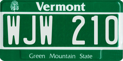 VT license plate WJW210