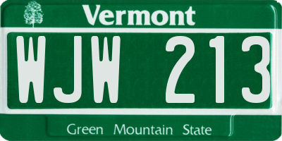 VT license plate WJW213