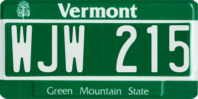 VT license plate WJW215