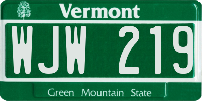 VT license plate WJW219