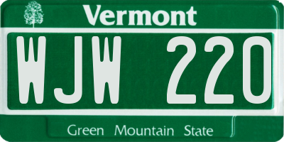 VT license plate WJW220