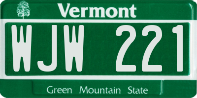 VT license plate WJW221