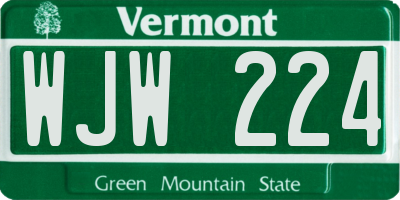 VT license plate WJW224