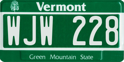 VT license plate WJW228