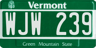 VT license plate WJW239