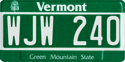 VT license plate WJW240