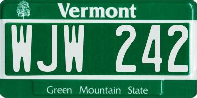 VT license plate WJW242