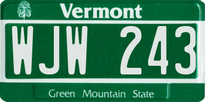 VT license plate WJW243