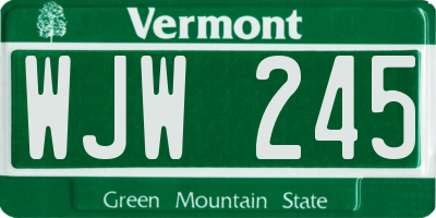 VT license plate WJW245