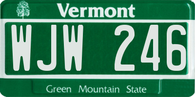 VT license plate WJW246