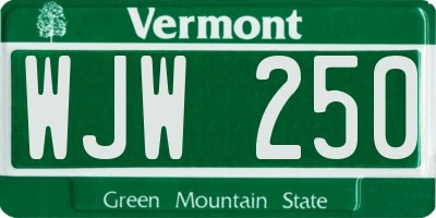 VT license plate WJW250